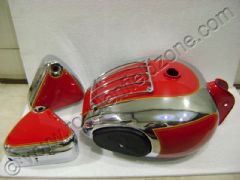 TANK(25 LITRES) AND TOOL BOX RED- CHROME WITH GOLDEN STRIPS