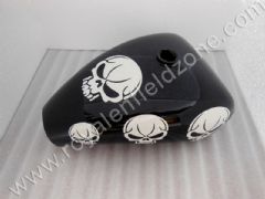 CUSTOM FUEL TANK WITH SPARKLE PAINT AND WHITE PAINTED MONSTERS