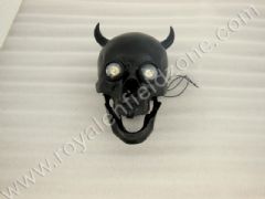 SKULL HEAD LAMP WITH HORNS IN BLACK