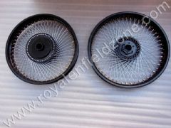 NEW DEIGN TILTED 100 SPOKE RIMS WITH BLACK POWDERCOATED RIM AND HUBS