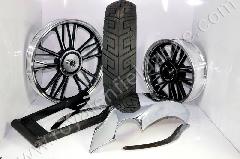 WHEEL KIT FOR FAT TYRE WITH CHROME ANCHOR MUDGUARD