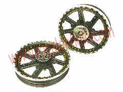 Pistol gun style alloy wheel golden rivet front 19