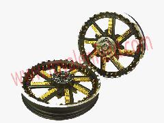 Golden harley pistol gun style alloy wheel golden rivet front 19