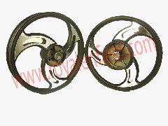 3 spoke cnc cut black alloy wheel
