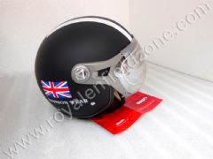 BEON HALF HELMET IN MATT BLACK WITH WHITE STRIPES