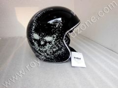 DESIGNER SHINING BLACK HALF HELMET WITH INBUILT GLARES